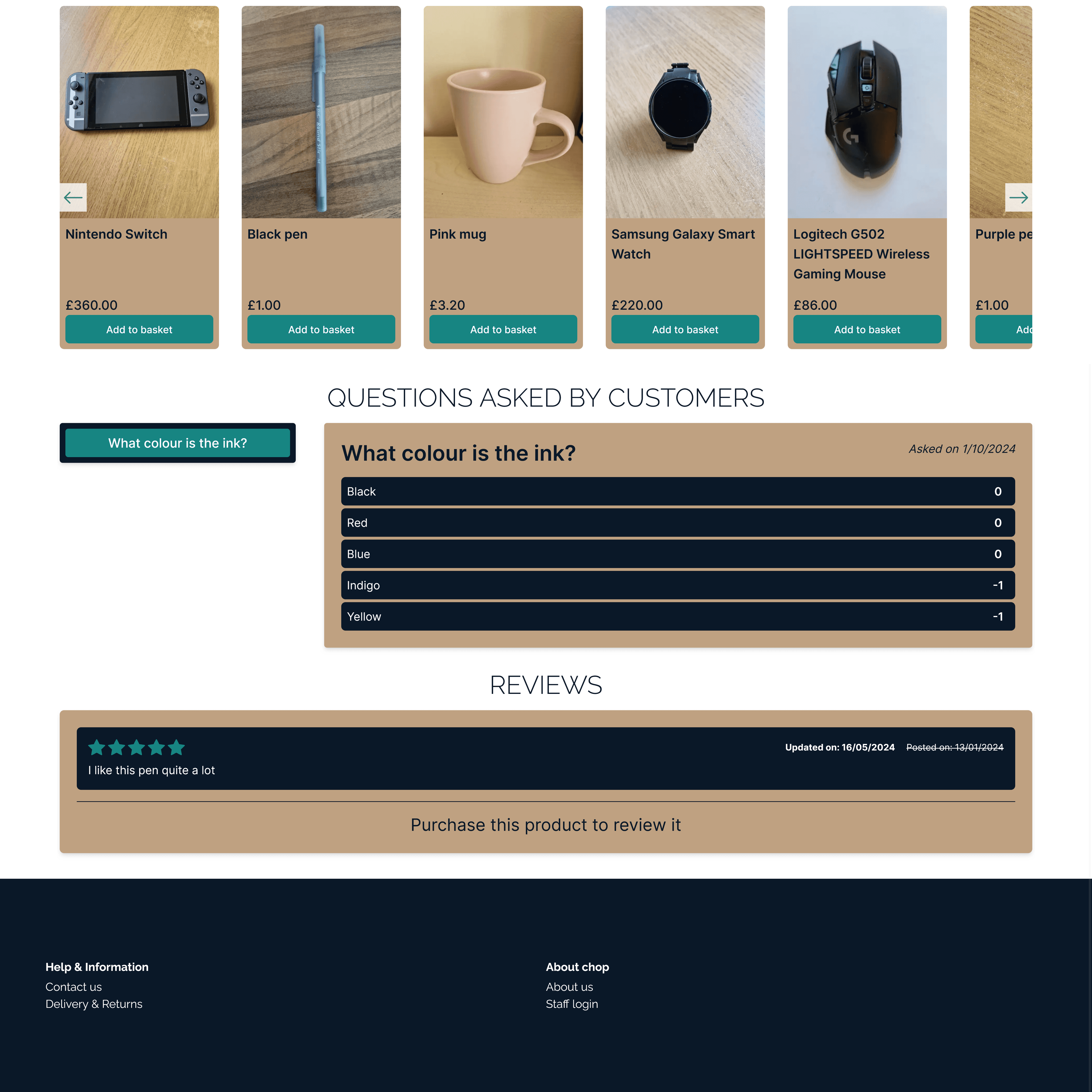 Product details continued