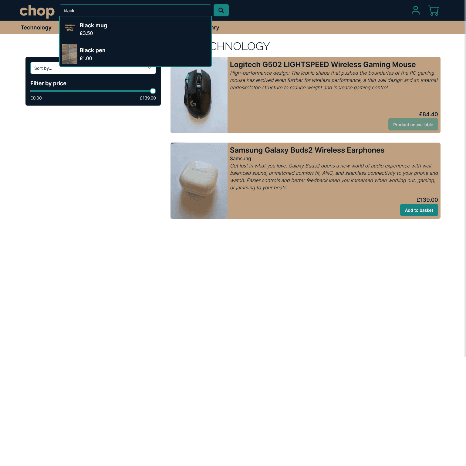 Search page